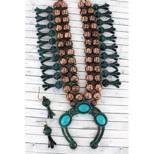 Jewelry - TURQUOISE STONE AND PATINA SQUASH BLOSSOM NECKLACE Jewelry - TURQUOISE STONE AND PATINA SQUASH BLOSSOM NECKLACE